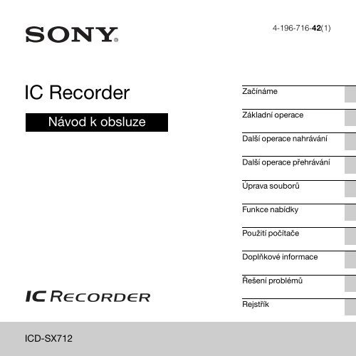 Sony ICD-SX712 - ICD-SX712 Consignes d&rsquo;utilisation Tch&egrave;que