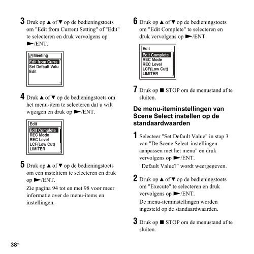 Sony ICD-SX712 - ICD-SX712 Consignes d&rsquo;utilisation N&eacute;erlandais