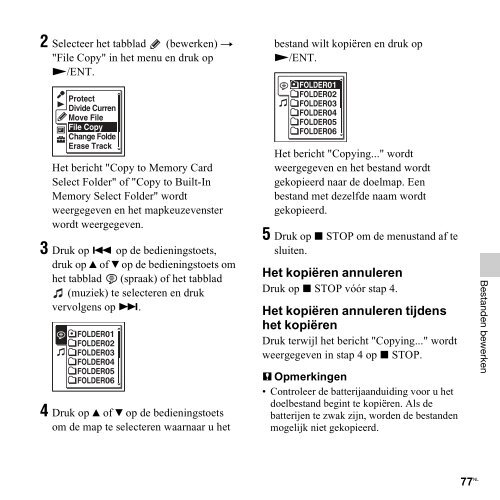 Sony ICD-SX712 - ICD-SX712 Consignes d&rsquo;utilisation N&eacute;erlandais