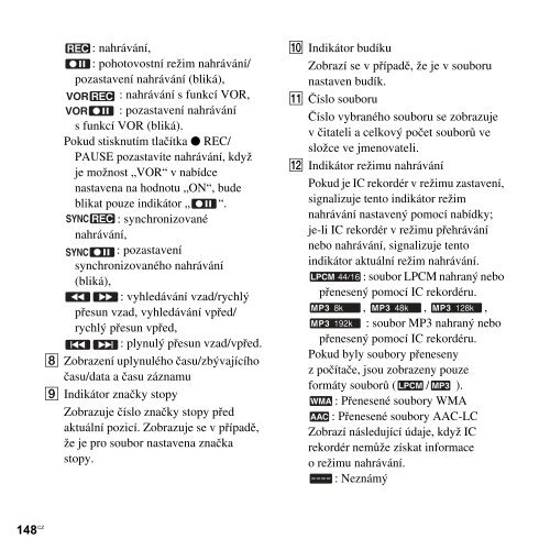 Sony ICD-UX513F - ICD-UX513F Consignes d&rsquo;utilisation Tch&egrave;que