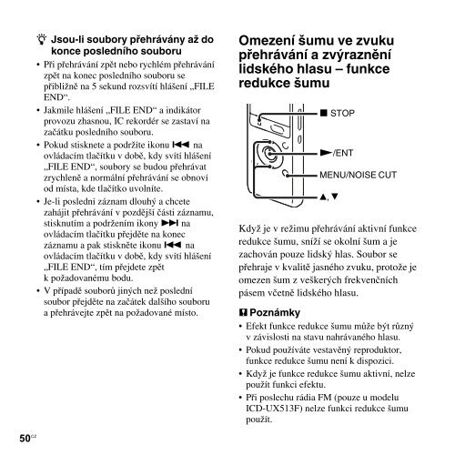 Sony ICD-UX513F - ICD-UX513F Consignes d&rsquo;utilisation Tch&egrave;que