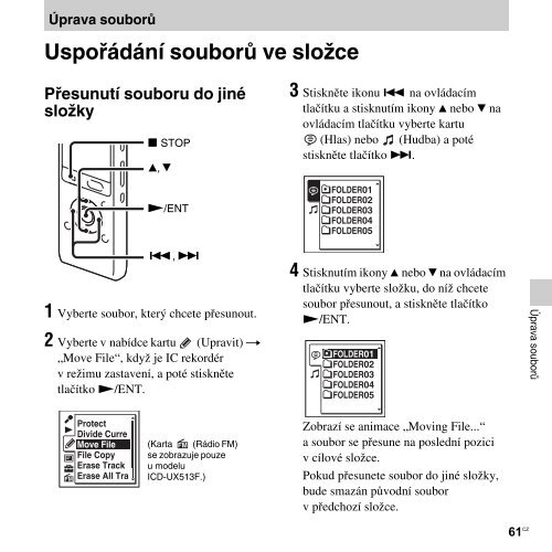 Sony ICD-UX513F - ICD-UX513F Consignes d&rsquo;utilisation Tch&egrave;que