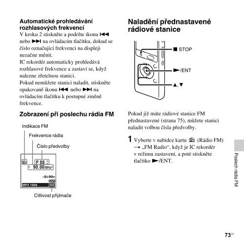 Sony ICD-UX513F - ICD-UX513F Consignes d&rsquo;utilisation Tch&egrave;que