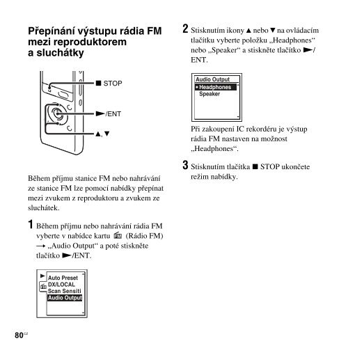 Sony ICD-UX513F - ICD-UX513F Consignes d&rsquo;utilisation Tch&egrave;que