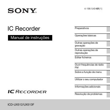 Sony ICD-UX513F - ICD-UX513F Consignes dâutilisation Portugais