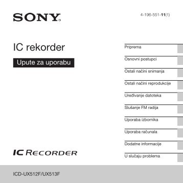 Sony ICD-UX513F - ICD-UX513F Mode d'emploi Croate