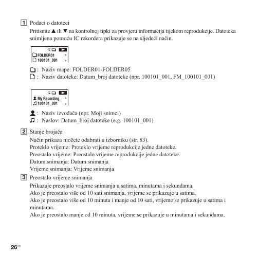 Sony ICD-UX513F - ICD-UX513F Mode d'emploi Croate