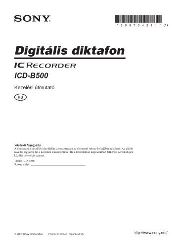 Sony ICD-B500 - ICD-B500 Consignes dâutilisation Hongrois