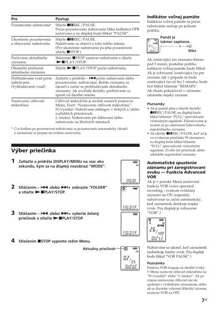 Sony ICD-B500 - ICD-B500 Consignes d&rsquo;utilisation Slovaque