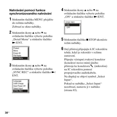 Sony ICD-UX200 - ICD-UX200 Consignes d&rsquo;utilisation Tch&egrave;que