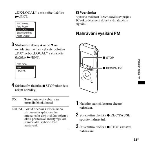 Sony ICD-UX200 - ICD-UX200 Consignes d&rsquo;utilisation Tch&egrave;que