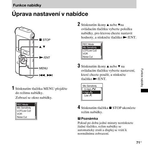 Sony ICD-UX200 - ICD-UX200 Consignes d&rsquo;utilisation Tch&egrave;que