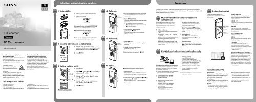 Sony ICD-UX512 - ICD-UX512 Guide de mise en route Finlandais