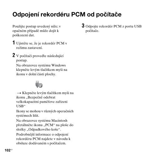 Sony PCM-M10 - PCM-M10 Consignes d&rsquo;utilisation Tch&egrave;que