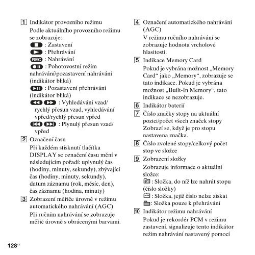 Sony PCM-M10 - PCM-M10 Consignes d&rsquo;utilisation Tch&egrave;que