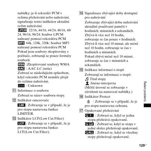 Sony PCM-M10 - PCM-M10 Consignes d&rsquo;utilisation Tch&egrave;que