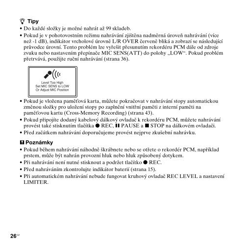 Sony PCM-M10 - PCM-M10 Consignes d&rsquo;utilisation Tch&egrave;que