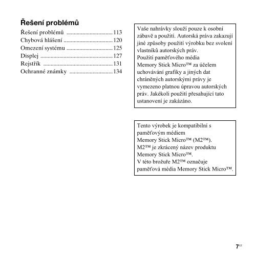 Sony PCM-M10 - PCM-M10 Consignes d&rsquo;utilisation Tch&egrave;que