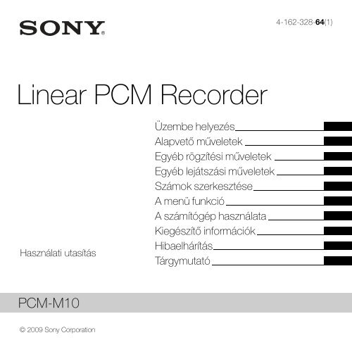 Sony PCM-M10 - PCM-M10 Consignes d&rsquo;utilisation Hongrois