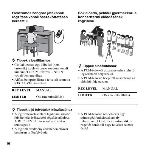 Sony PCM-M10 - PCM-M10 Consignes d&rsquo;utilisation Hongrois