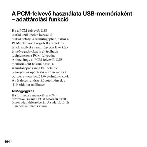 Sony PCM-M10 - PCM-M10 Consignes d&rsquo;utilisation Hongrois