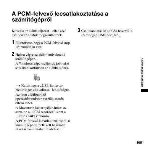 Sony PCM-M10 - PCM-M10 Consignes d&rsquo;utilisation Hongrois