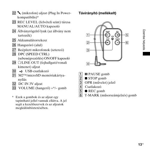 Sony PCM-M10 - PCM-M10 Consignes d&rsquo;utilisation Hongrois