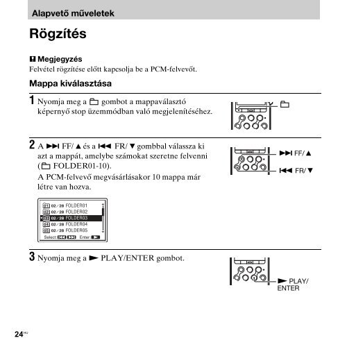 Sony PCM-M10 - PCM-M10 Consignes d&rsquo;utilisation Hongrois