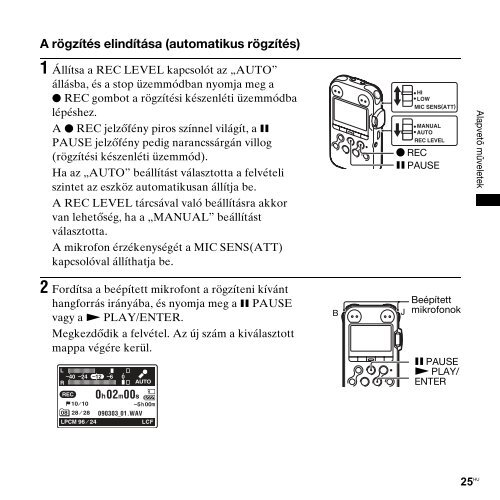 Sony PCM-M10 - PCM-M10 Consignes d&rsquo;utilisation Hongrois