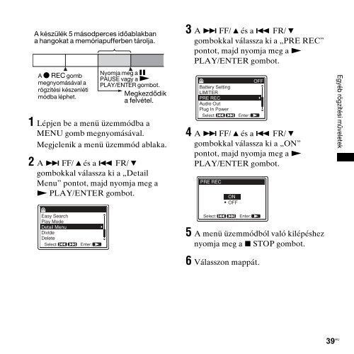 Sony PCM-M10 - PCM-M10 Consignes d&rsquo;utilisation Hongrois