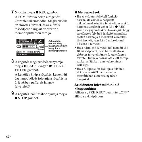 Sony PCM-M10 - PCM-M10 Consignes d&rsquo;utilisation Hongrois