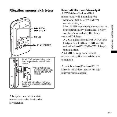 Sony PCM-M10 - PCM-M10 Consignes d&rsquo;utilisation Hongrois