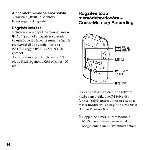 Sony PCM-M10 - PCM-M10 Consignes d&rsquo;utilisation Hongrois