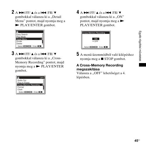 Sony PCM-M10 - PCM-M10 Consignes d&rsquo;utilisation Hongrois