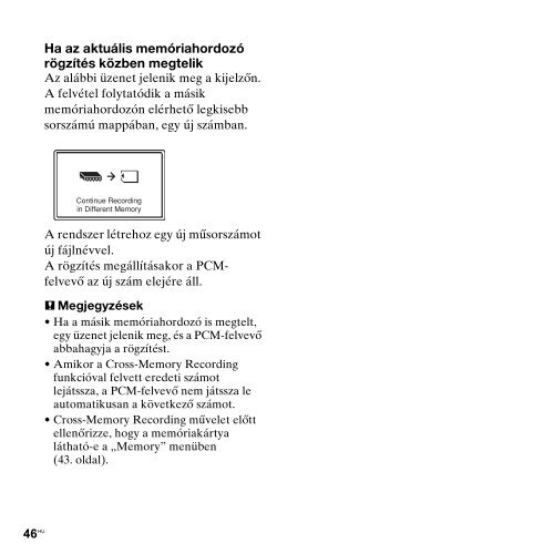 Sony PCM-M10 - PCM-M10 Consignes d&rsquo;utilisation Hongrois