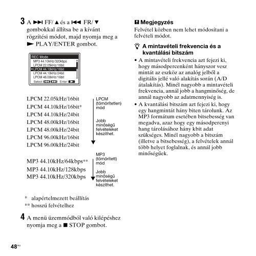 Sony PCM-M10 - PCM-M10 Consignes d&rsquo;utilisation Hongrois