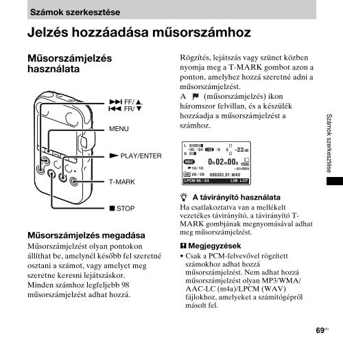 Sony PCM-M10 - PCM-M10 Consignes d&rsquo;utilisation Hongrois