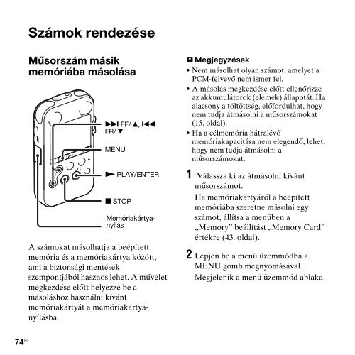 Sony PCM-M10 - PCM-M10 Consignes d&rsquo;utilisation Hongrois