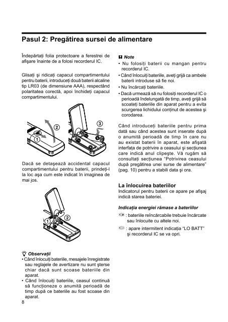 Sony ICD-BX800 - ICD-BX800 Mode d'emploi Roumain