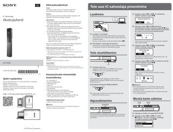 Sony ICD-TX650 - ICD-TX650 Guide de mise en route Estonien