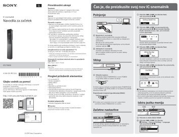 Sony ICD-TX650 - ICD-TX650 Guide de mise en route SlovÃ©nien