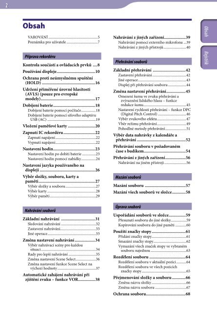 Sony ICD-UX522F - ICD-UX522F Consignes d&rsquo;utilisation Tch&egrave;que