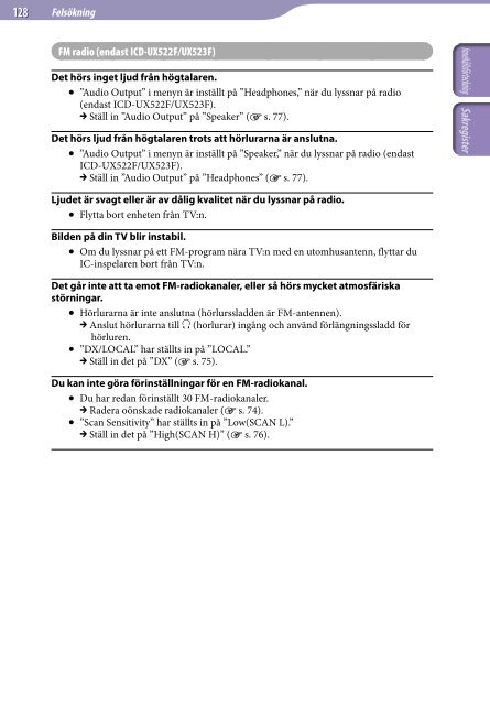 Sony ICD-UX522F - ICD-UX522F Consignes d&rsquo;utilisation Su&eacute;dois