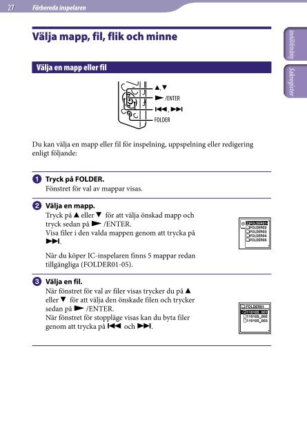 Sony ICD-UX522F - ICD-UX522F Consignes d&rsquo;utilisation Su&eacute;dois