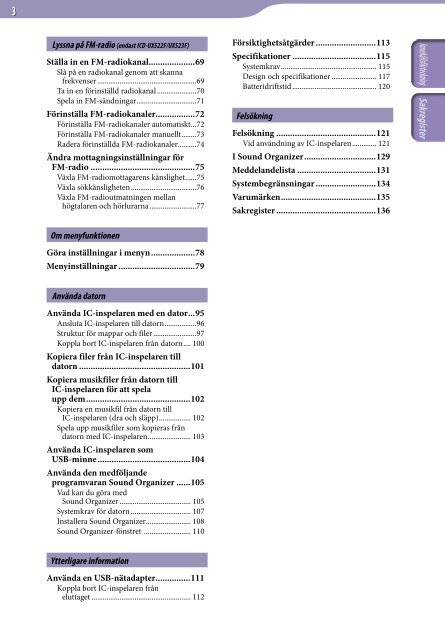 Sony ICD-UX522F - ICD-UX522F Consignes d&rsquo;utilisation Su&eacute;dois