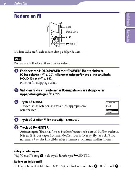 Sony ICD-UX522F - ICD-UX522F Consignes d&rsquo;utilisation Su&eacute;dois
