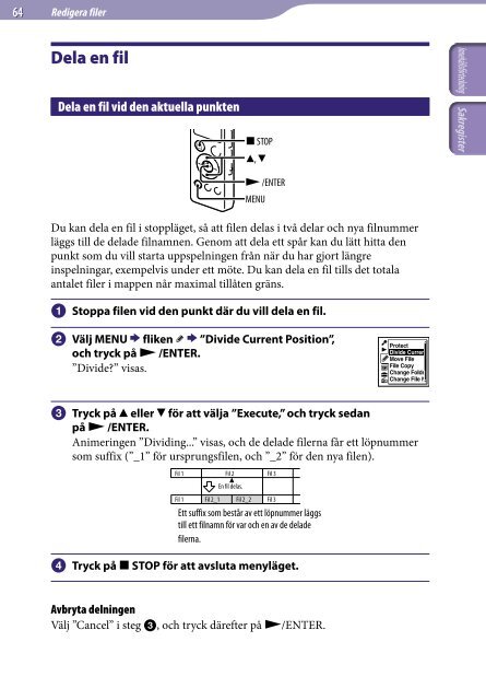 Sony ICD-UX522F - ICD-UX522F Consignes d&rsquo;utilisation Su&eacute;dois