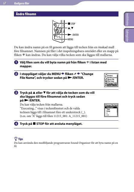 Sony ICD-UX522F - ICD-UX522F Consignes d&rsquo;utilisation Su&eacute;dois