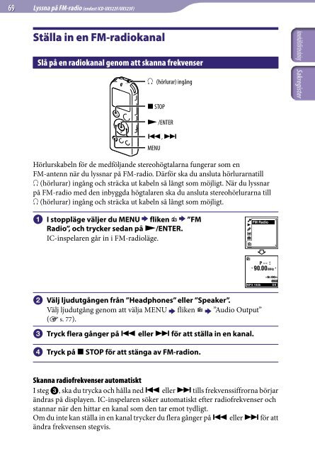 Sony ICD-UX522F - ICD-UX522F Consignes d&rsquo;utilisation Su&eacute;dois