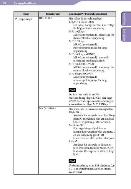 Sony ICD-UX522F - ICD-UX522F Consignes d&rsquo;utilisation Su&eacute;dois